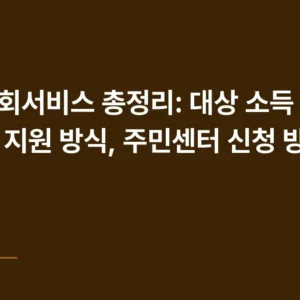 지역사회서비스 총정리: 대상 소득 기준, 바우처 지원 방식, 주민센터 신청 방법