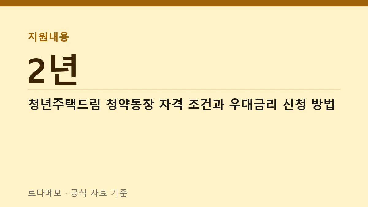 지원내용 2년 — 청년주택드림 청약통장 자격 조건과 우대금리 신청 방법